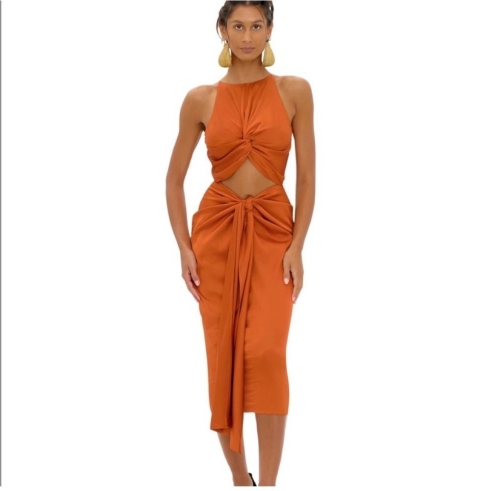 NWT Andrea Iyamah Orange Dress | Luxury Resortwear | Coastal Vacay | Cut Out - Picture 13 of 17